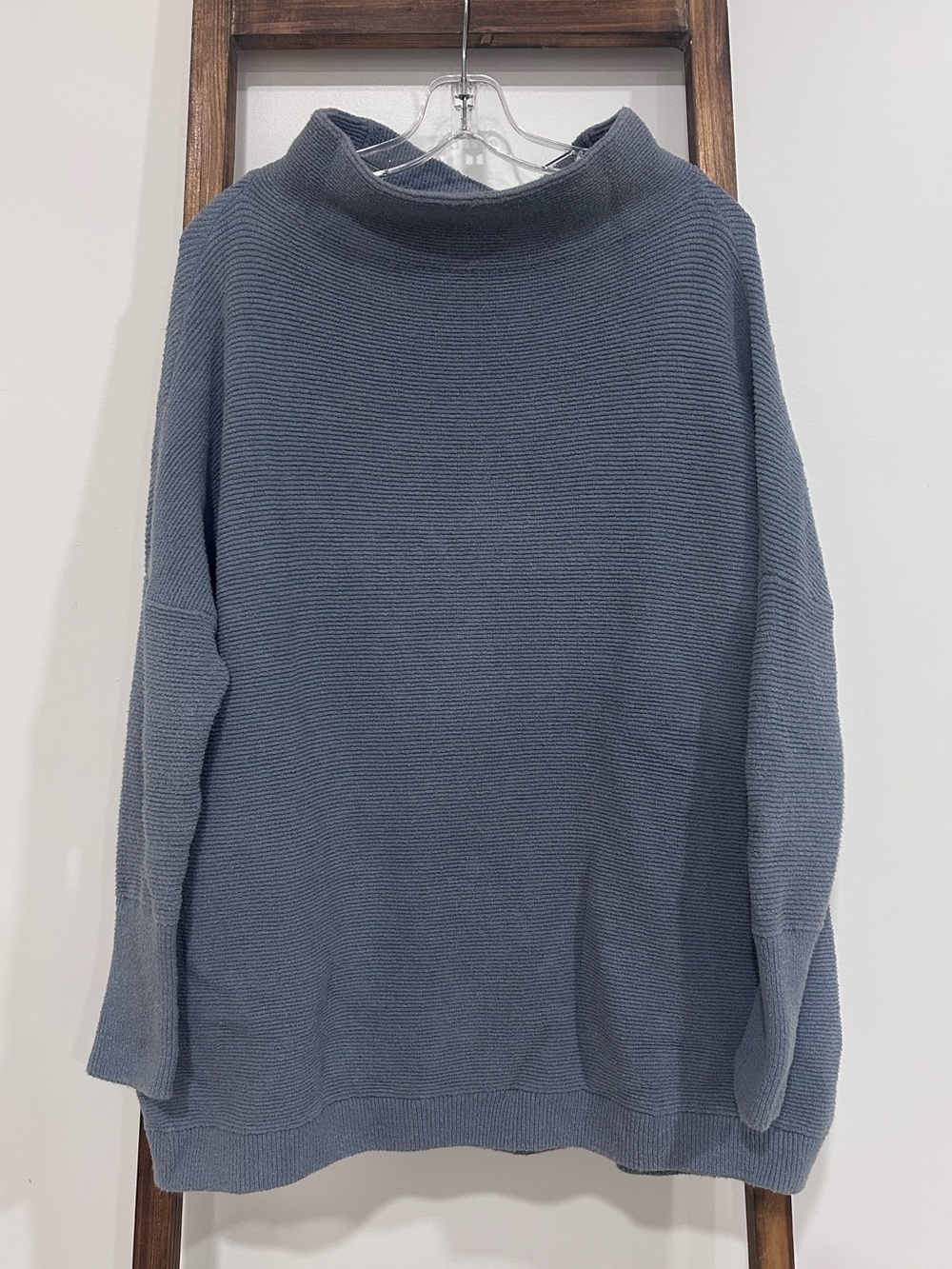 Free People FP Ottoman Slouchy Tunic Sweater Dusty Blue